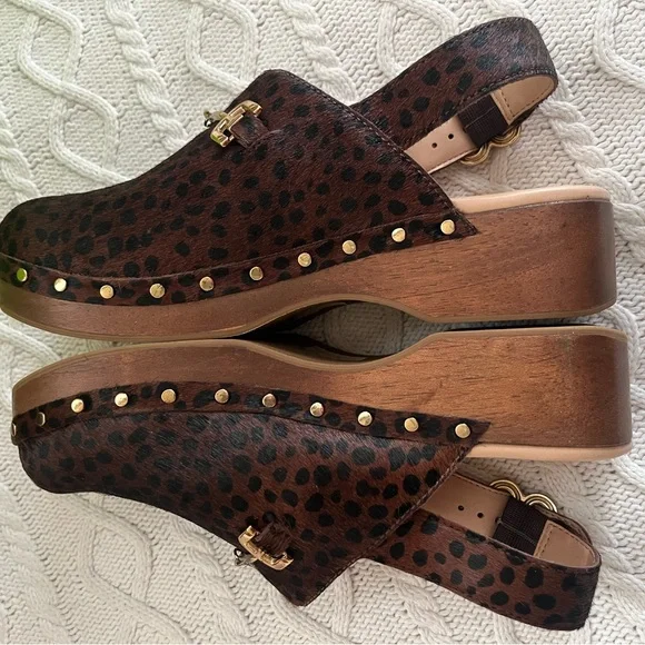 New! Sam Edelman Calf-hair/Leather Studded Wooden Clog Women’s Size 6 - Picture 16 of 16
